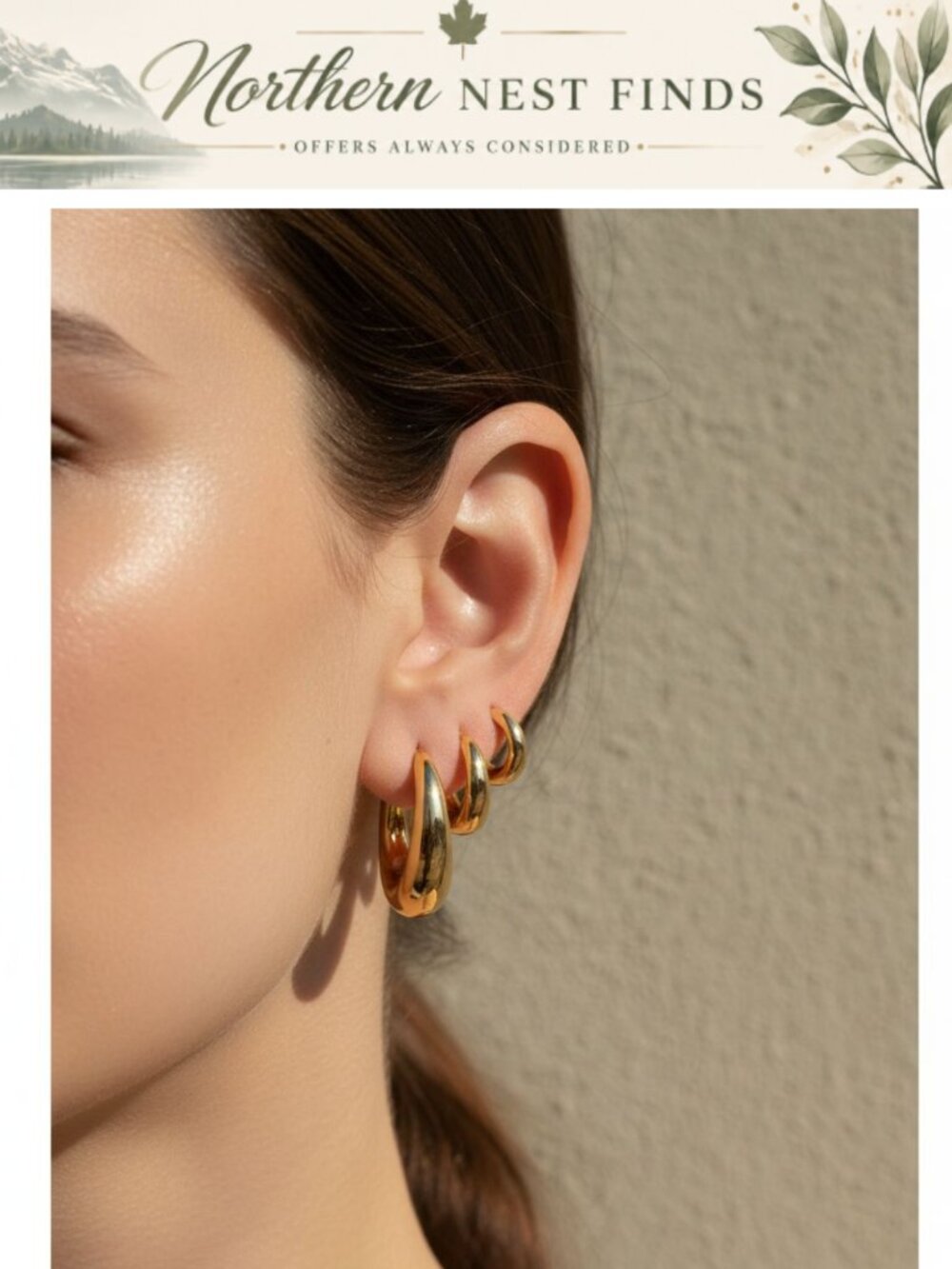 14k Gold Chunky Huggie Hoop Earrings Set Hypoallergenic Dainty Mini